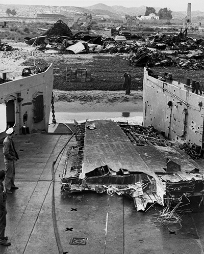 U.S. Air Force collecting radioactive debris from a
			 crashed B-52 bomber in Palomares, Spain.